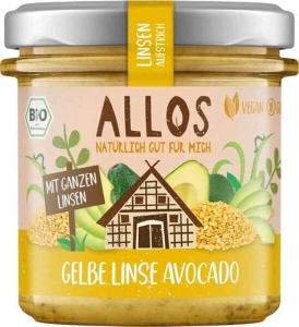 Allos Linsen Aufstrich Gelbe Linsen Avocado Bio, 140 g