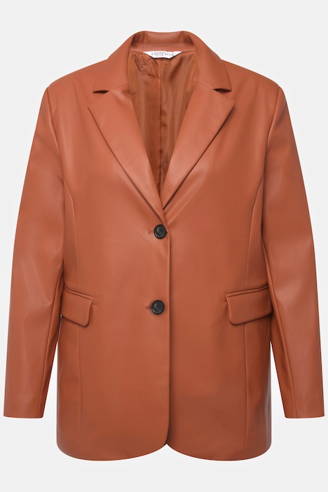 Blazer, Wide Fit, Reverskragen, Langarm, Lederoptik