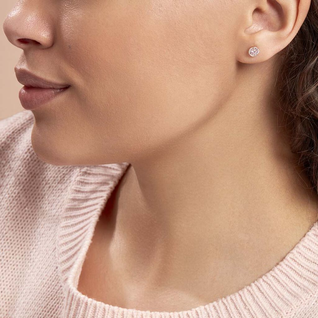 Boucles D'oreilles Puces Auxana Argent Rose Oxyde De Zirconium