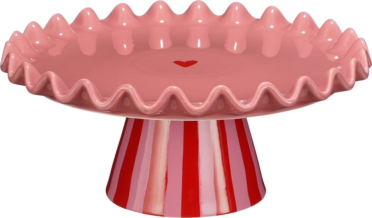 Mica Decorations taartschaal op voet Bella roze D 30 H 12,5 cm