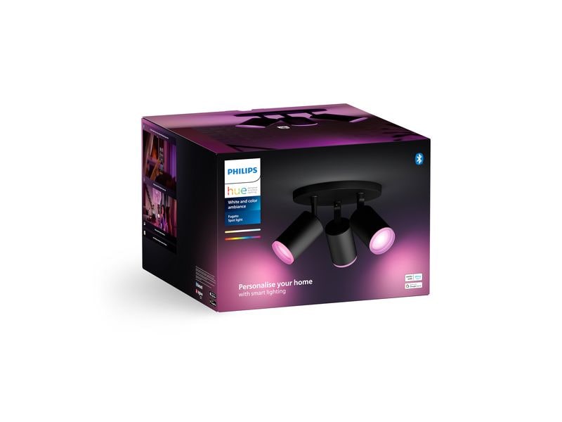 Philips Hue White & Color Ambiance Fugato 3er-Spot Schwarz 3er-Spot mit Weisstönen und mehr als 16 Millionen Farben