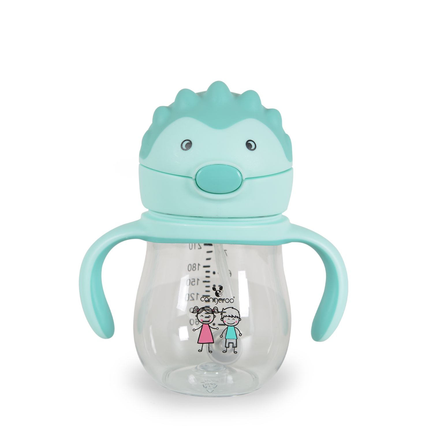 Cangaroo Trinklernbecher Brillo 250 ml Deckel, Silikontrinkhalm, bequemer Griff blau