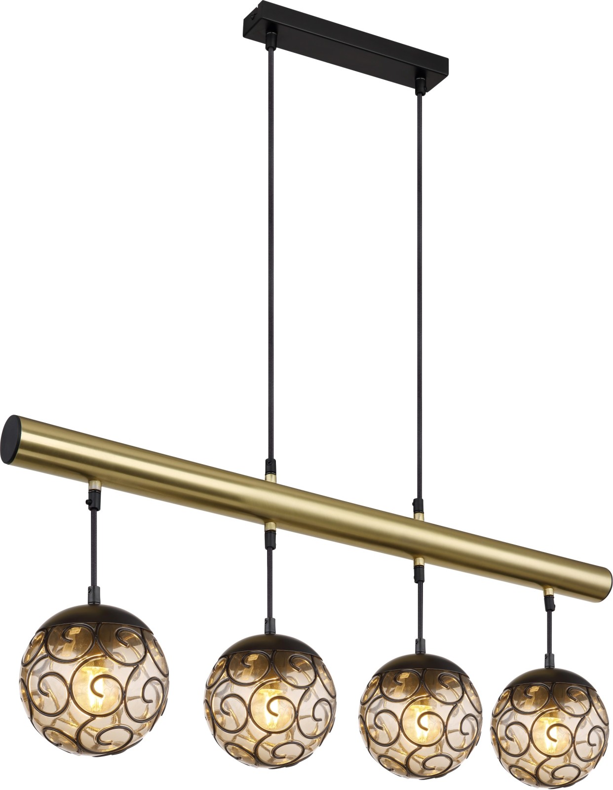 LED-Pendelleuchte - schwarz-goldfarben - 120 cm - 4-flammig