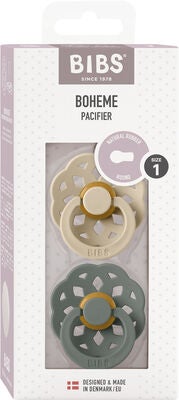 BIBS Boheme Smokk 2-Pack Lateks Str 1 Rund, Vanilla/Pine
