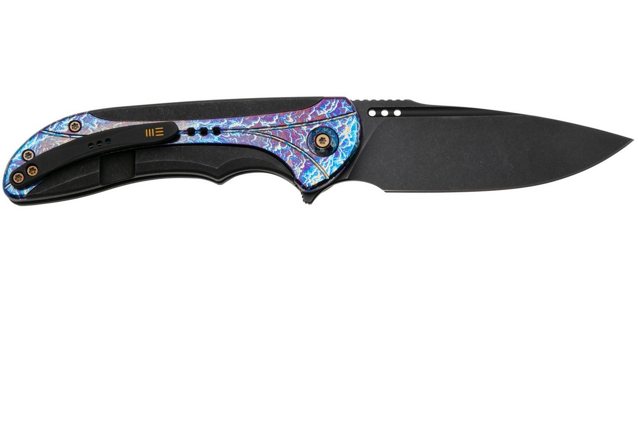 WE Knife Equivik WE23020-2 Blackwashed CPM 20CV, Black Titanium, Flamed Titanium zakmes