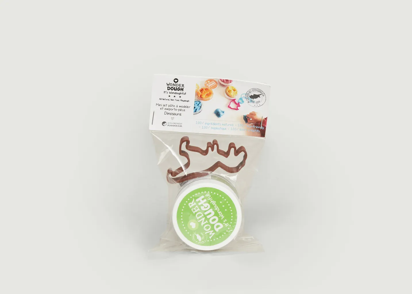 Set Anniversaire Dinosaure ( 1 pot de pâte à modele vertet un emporte-pièce Dinosaure ) Wonderdough