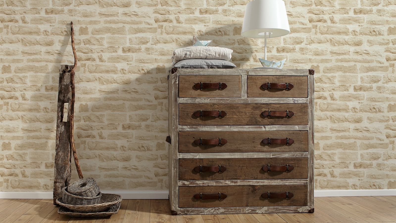 Vliestapete BEST OF WOOD´N STONE 2ND EDITION - beige - 10 Meter