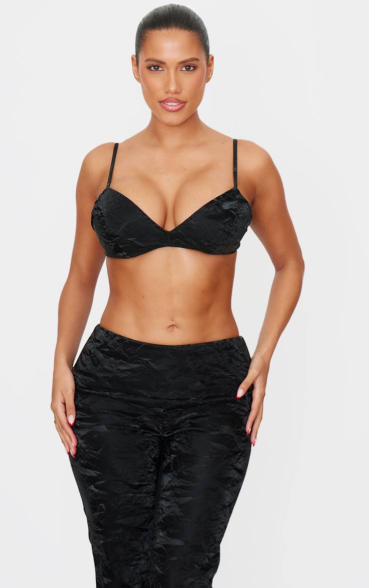Noir Pantalon Shape En Synthétiquecuir Délavé Avec Détails De Panneaux