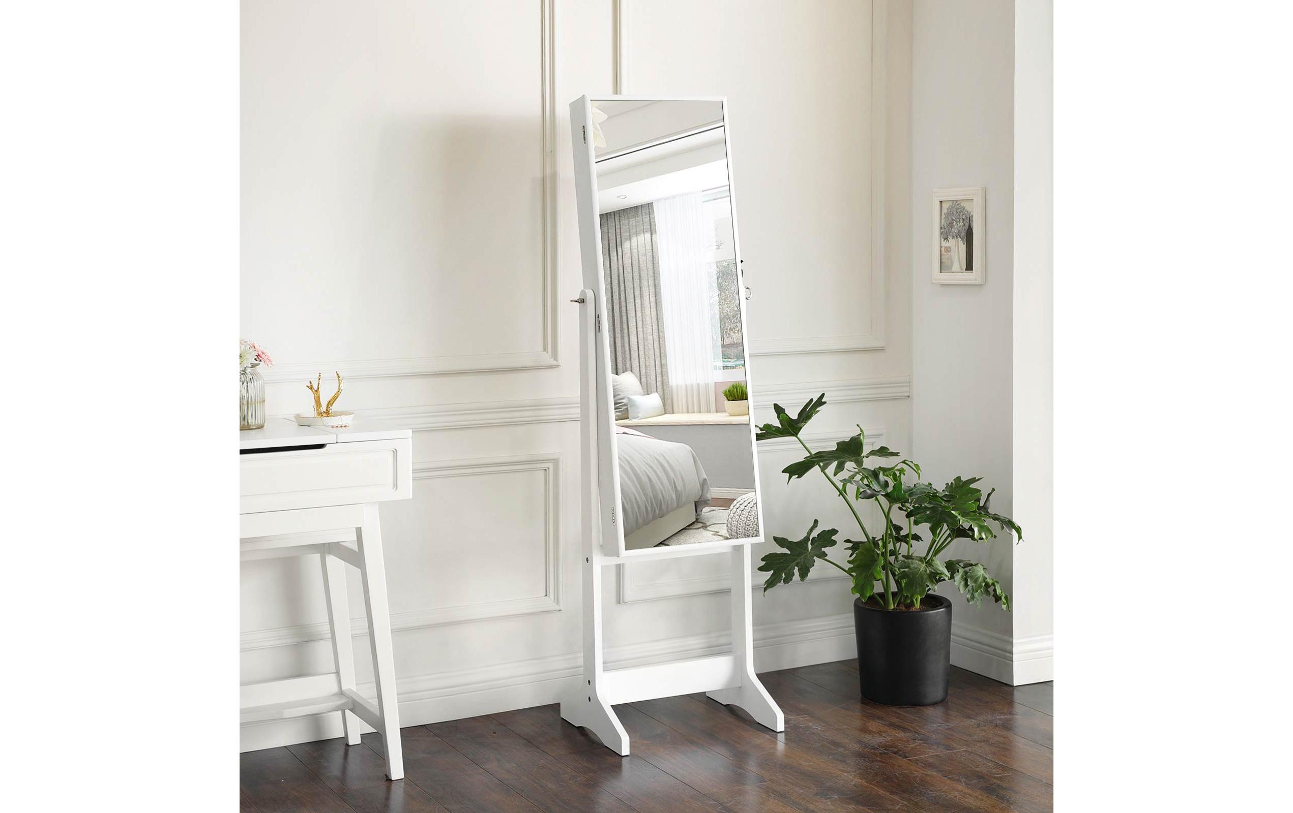 Schmuckschrank 41,1 x 36,5 x 151.5 cm<br>Standspiegel mit Stauraum für Schmuck