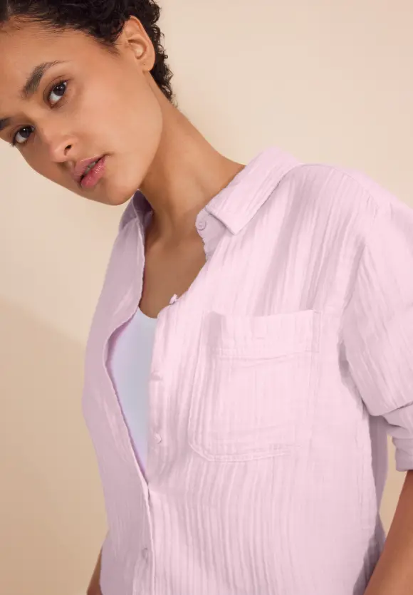 Musselin Hemdbluse - fresh rose