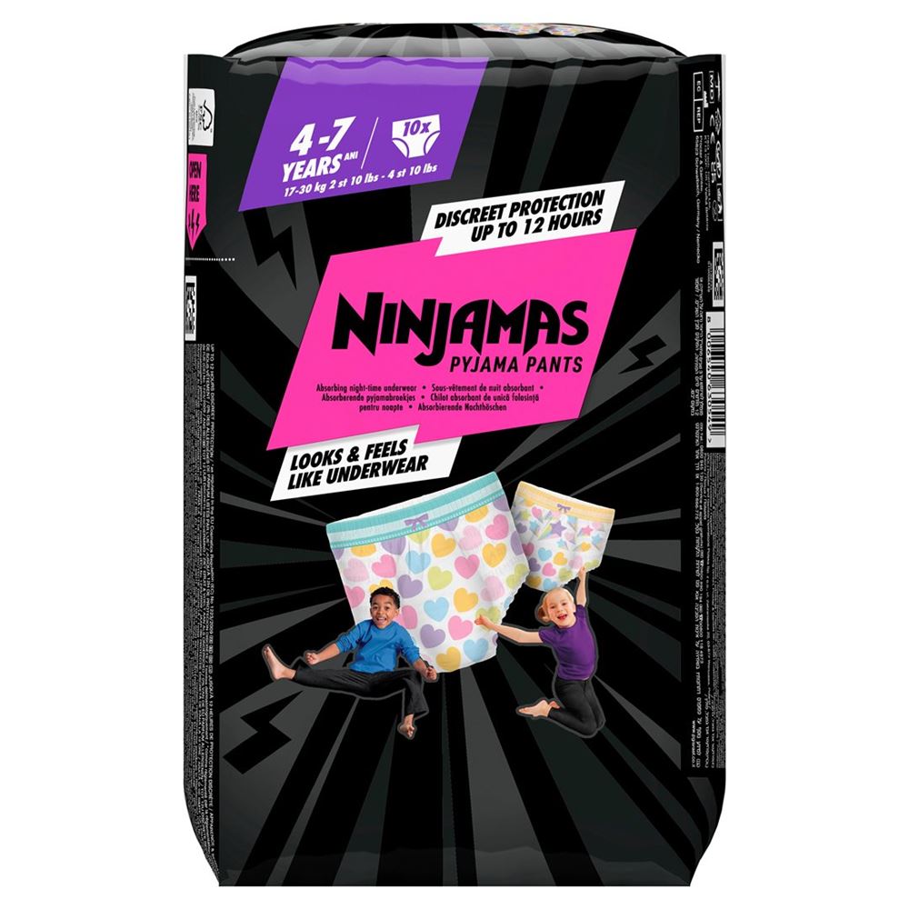PAMPERS Ninjamas Pyjama Pants für Mädchen 4-7 Jahre 10 Stk