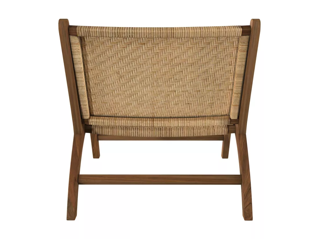 Fauteuil en bois de teck et tressage chevron en rotin - Kilka