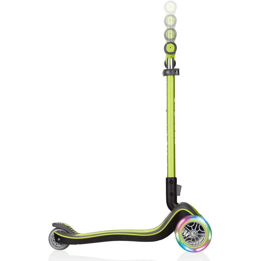 GLOBBER Scooter ELITE DELUXE LIGHTS mit Leuchtrollen, lime grün