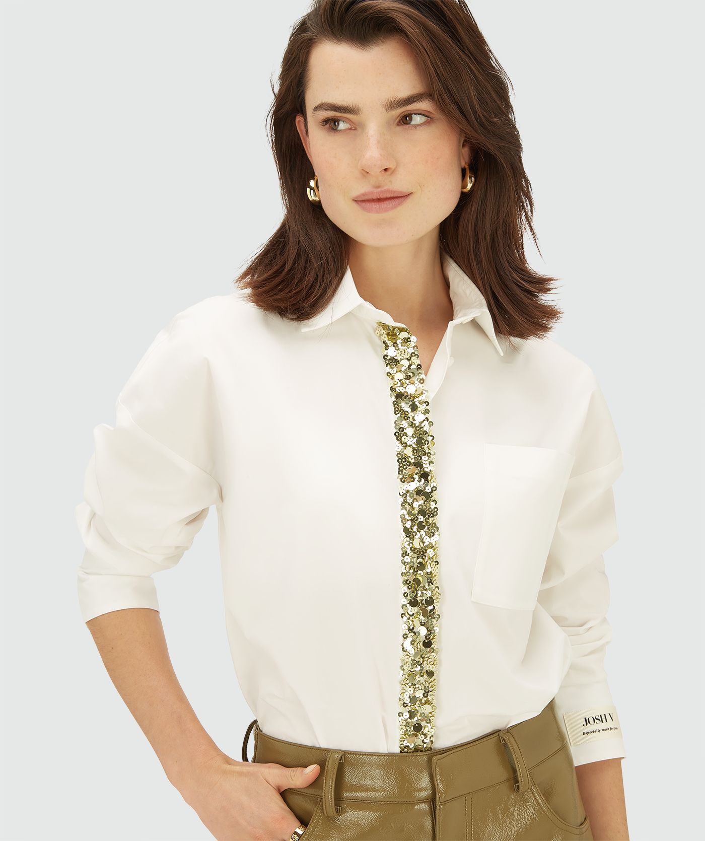 JV-CECILE oversized blouse met pailletten - off white