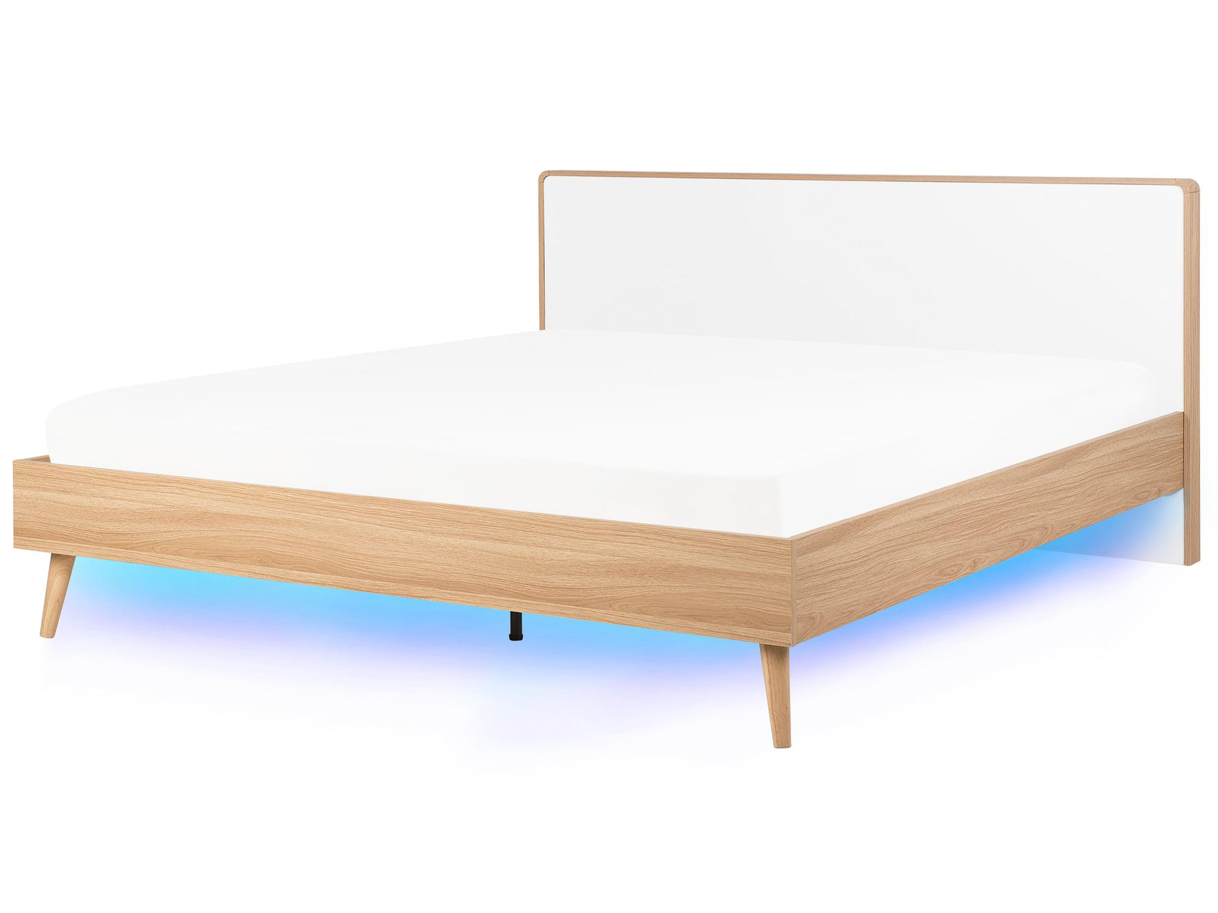 Bed met LED-verlichting SERRIS 180 x 200 cm Lichtbruin