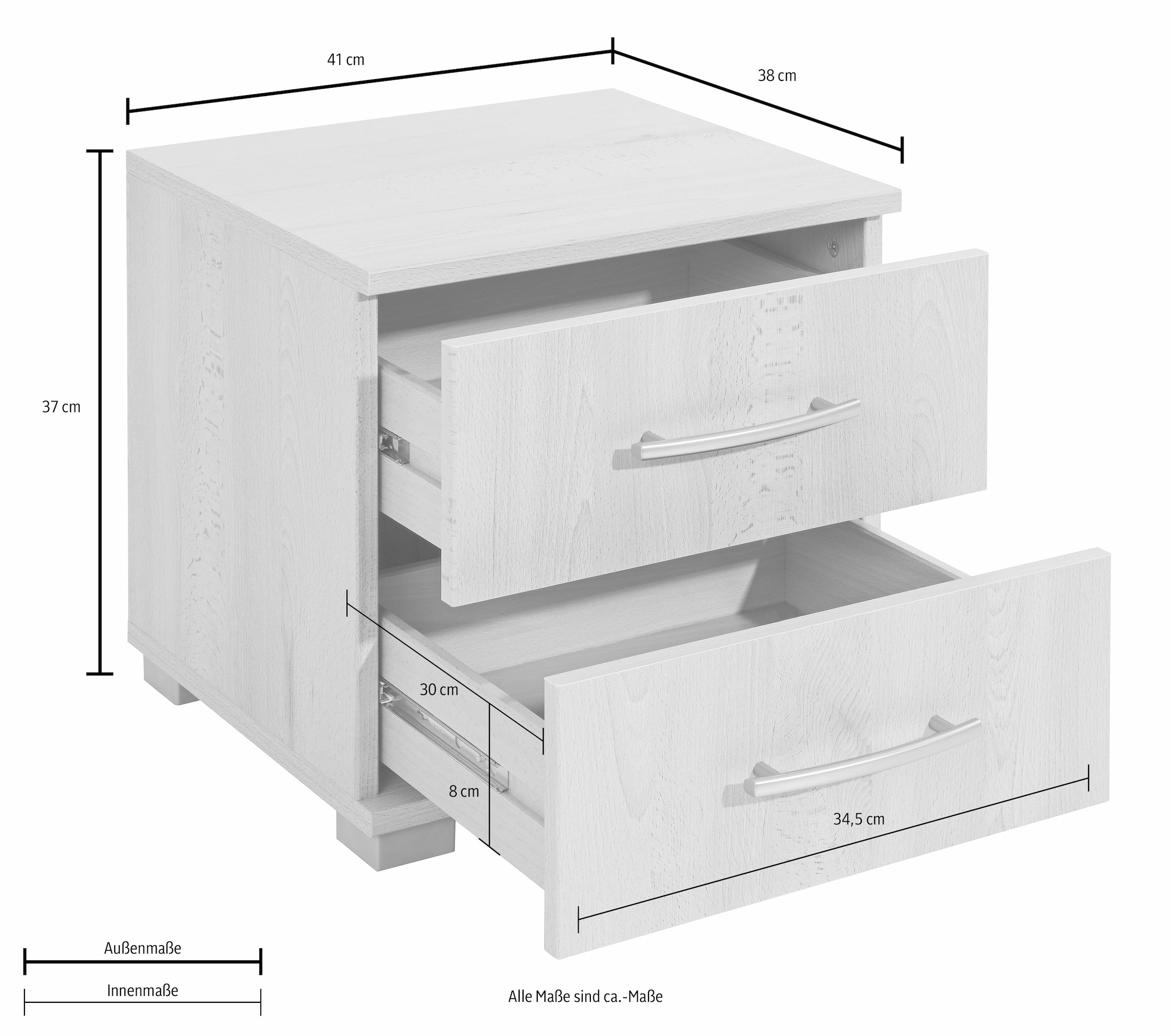 priess Nachtkonsole »Husum Nachtkonsole in premium Qualität Schlafzimmer Schrank« mit 2 Schubkästen Nachtschrank Beistellschrank Nachtschränkchen