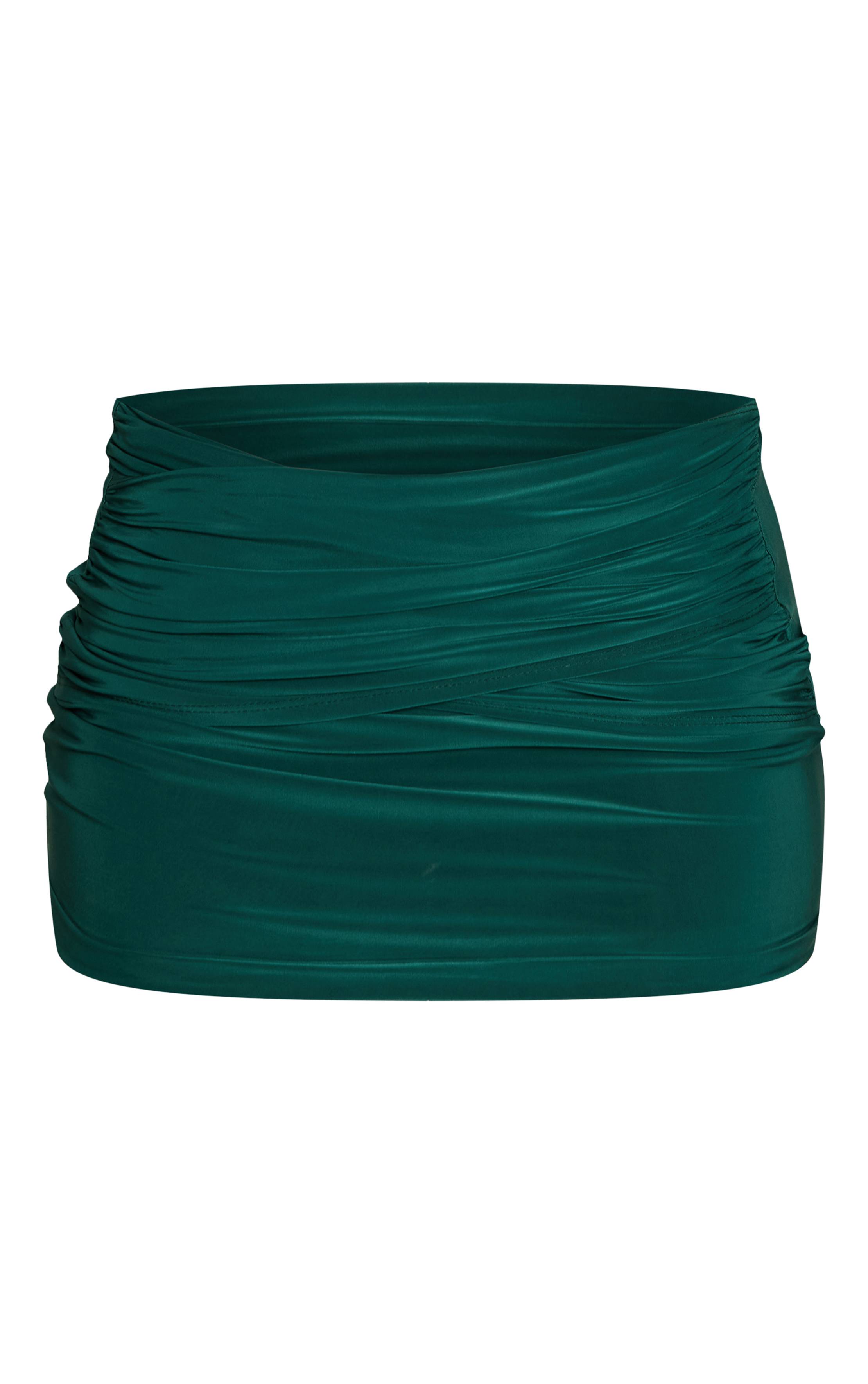 Vert Emeraude Ensemble Jupe Courte Portefeuille En Tissu Double Slinky