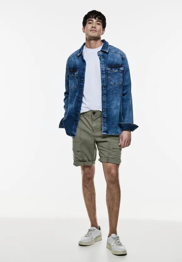 Relaxed Fit Cargoshorts - mud green