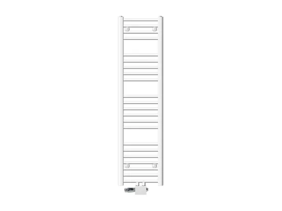 Radiateur de Salle de Bain avec Raccord Central 300x1400 mm, Blanc Droit avec Thermostat