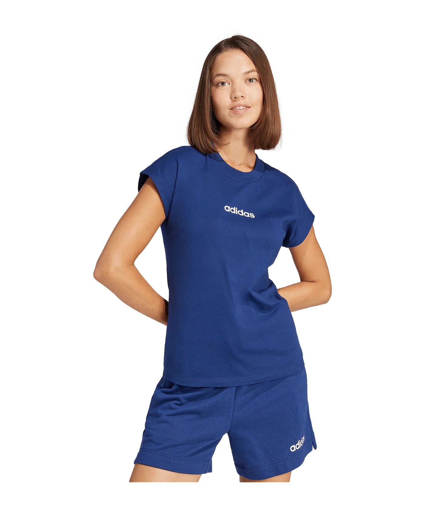 adidas Essentials Linear Cotton T-Shirt Blau