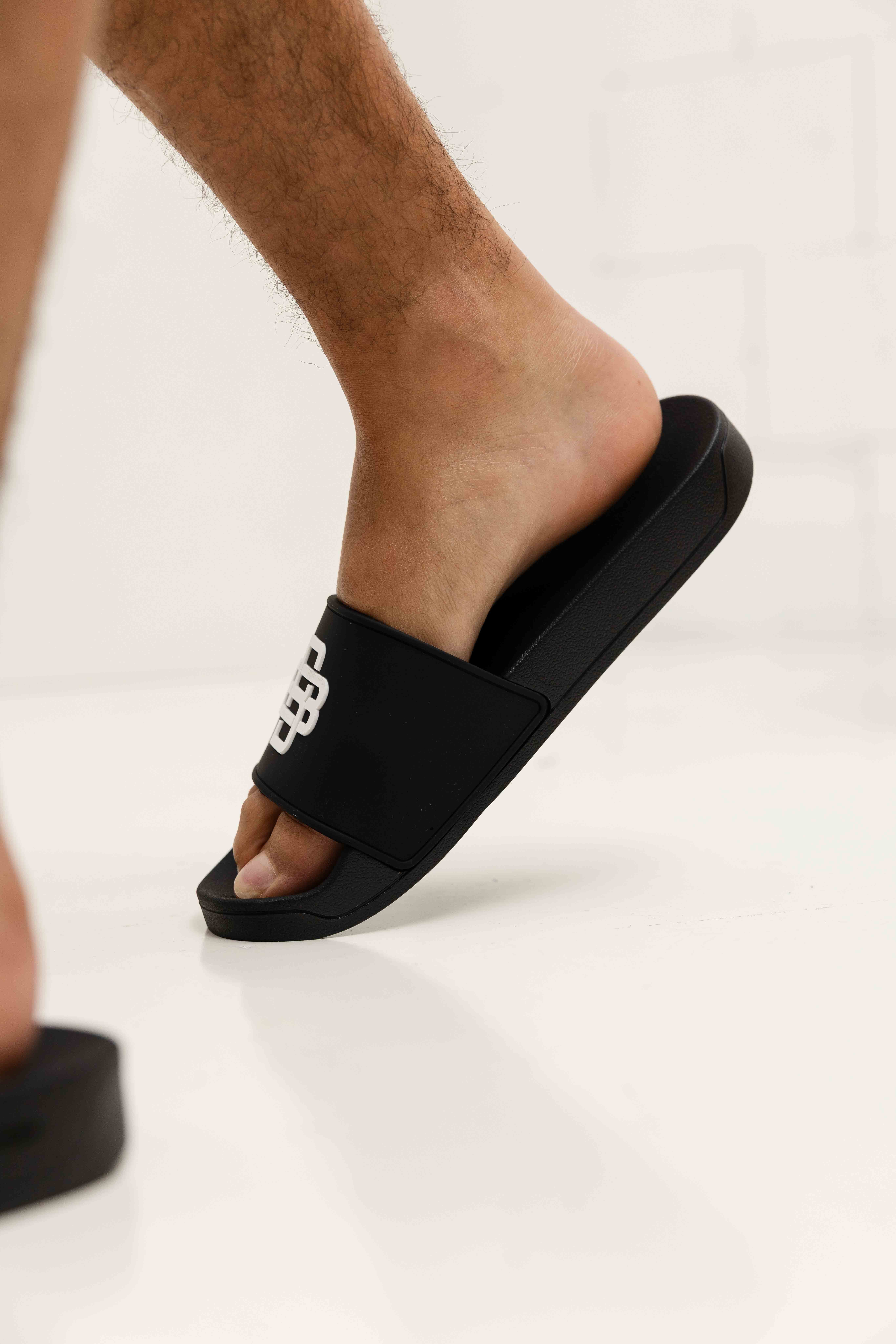 Black Bananas Monogram Slides Slippers Zwart