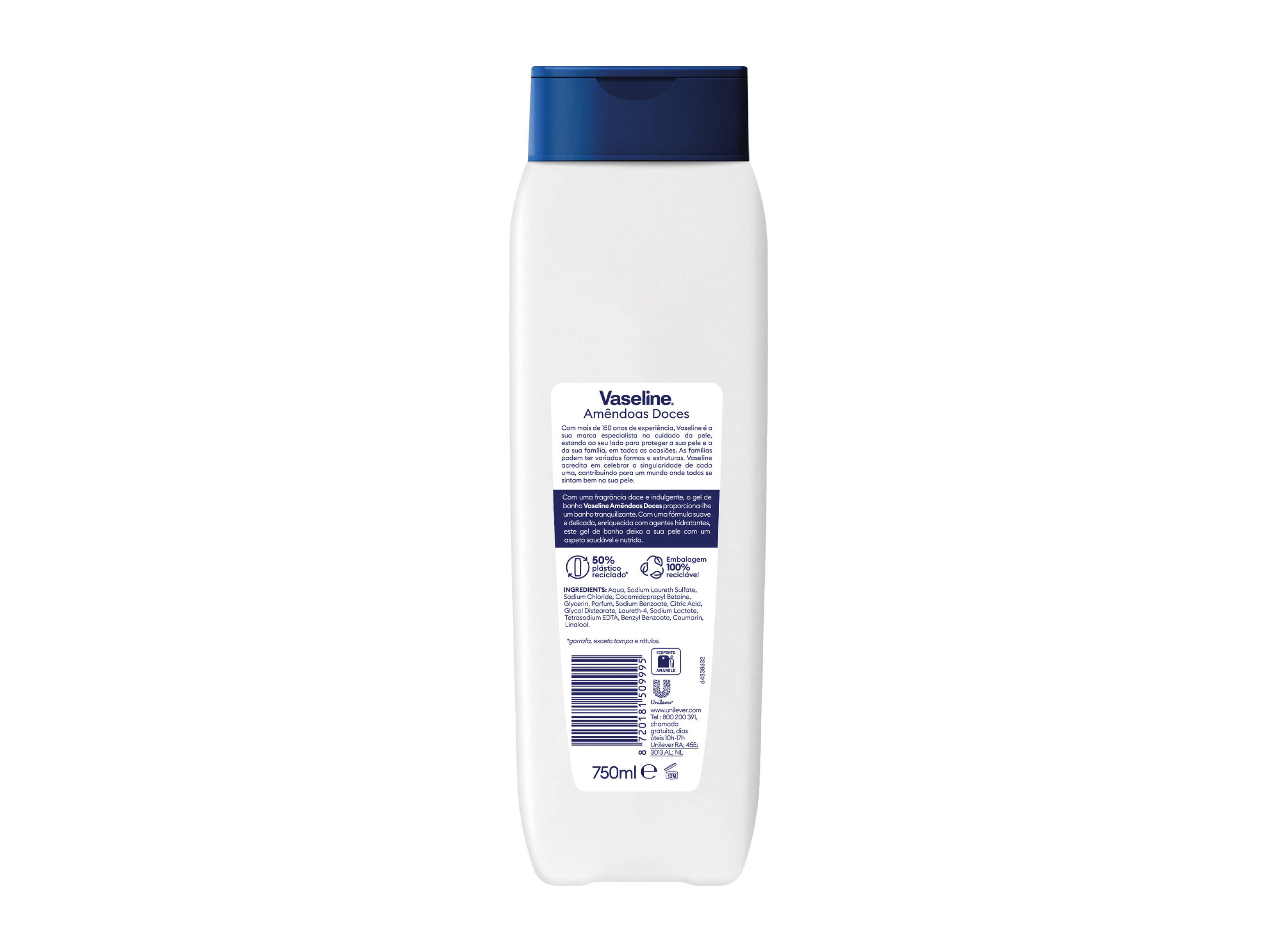 GEL BANHO VASELINE AMÊNDOAS DOCES 750ML