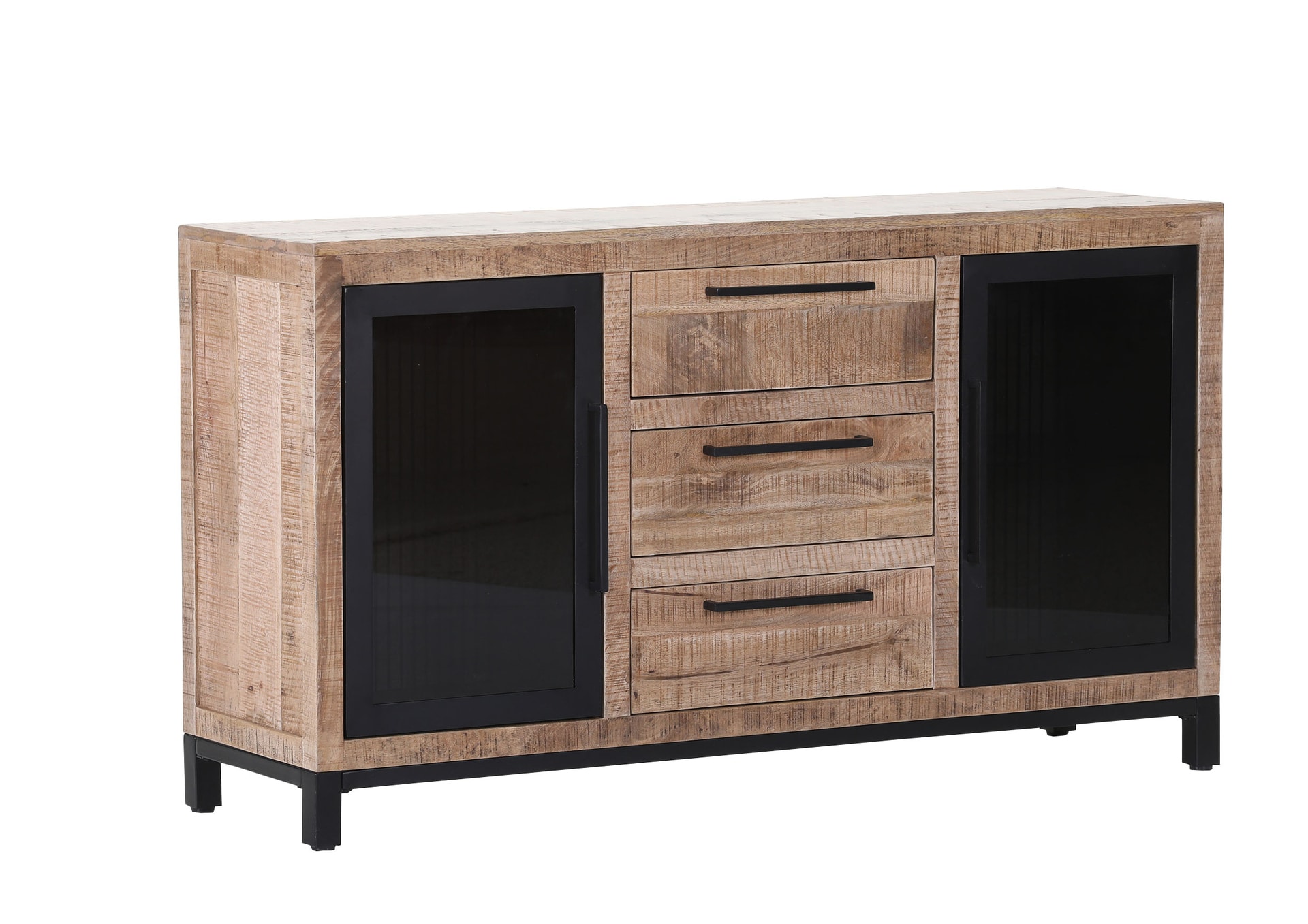INTERhome Sideboard ALTEA 145 x 80 cm Mango massiv natur sägerau lackiert