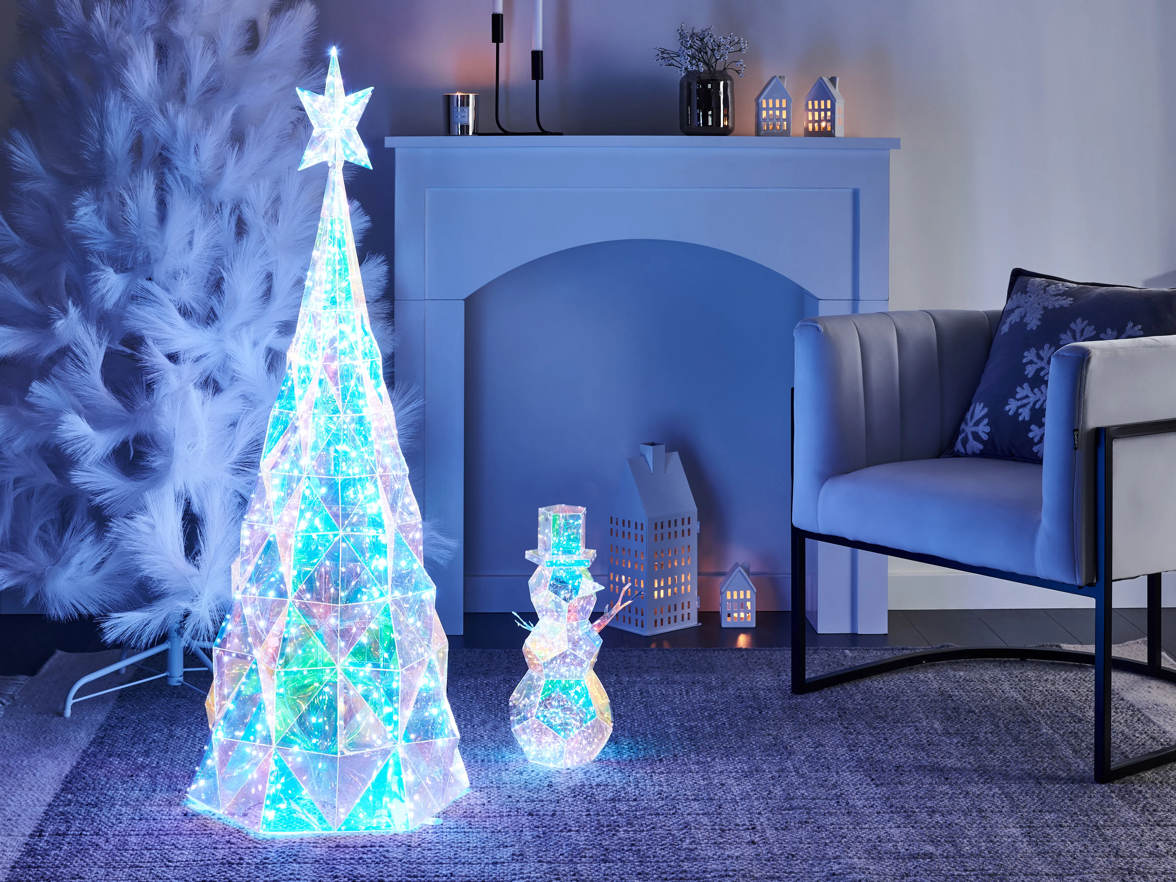 Buitendecoratie LED ICELAND Kerstboom 120 cm Meerkleurig