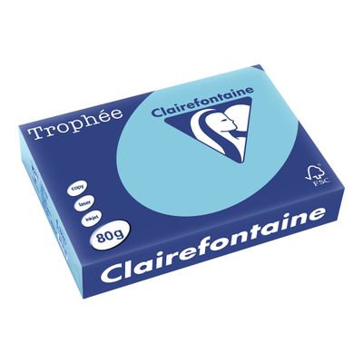 Clairefontaine Trophée - Papier couleur - A4 (210 x 297 mm) - 80 g/m² - Ramette de 500 feuilles - bleu alizé