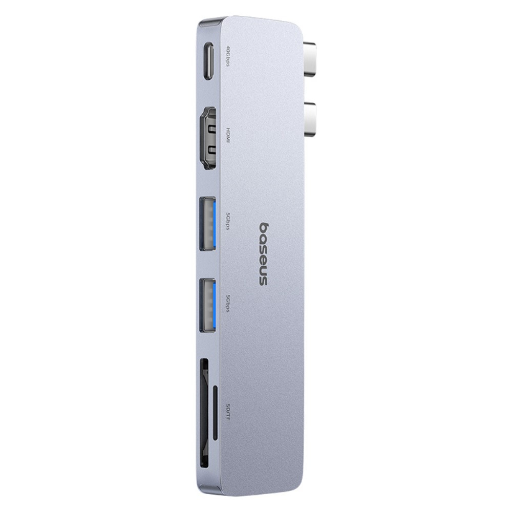 UltraJoy Dual USB C Multiport Adapter HUB mit 1x USB C (PD/100W) / 2x USB 3.0 / SD & Micro SD / 1x HDMI 4k@60Hz - Silber