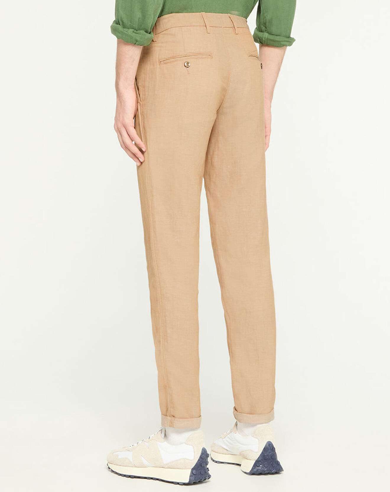 Tommy Hilfiger Pantalon droit en Lin mélangé Hampton camel clair