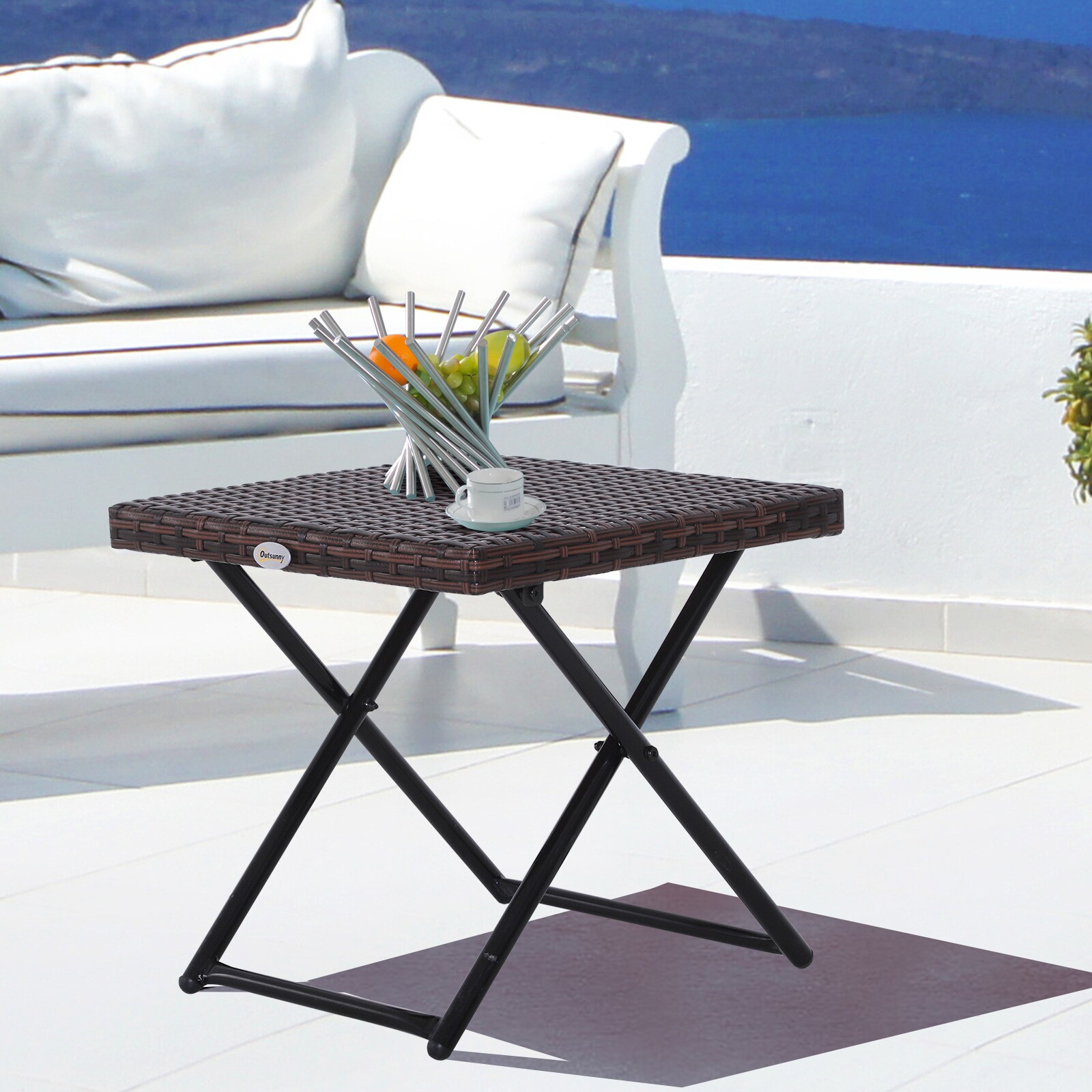 Outsunny Polyrattan Gartentisch klappbar 40 x 40 x 40 cm (LxBxH)