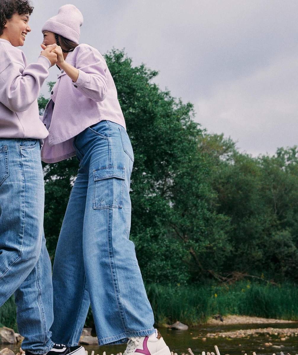 PANTALON CARGO FILLE EN DENIM BLEU LOW IMPACT