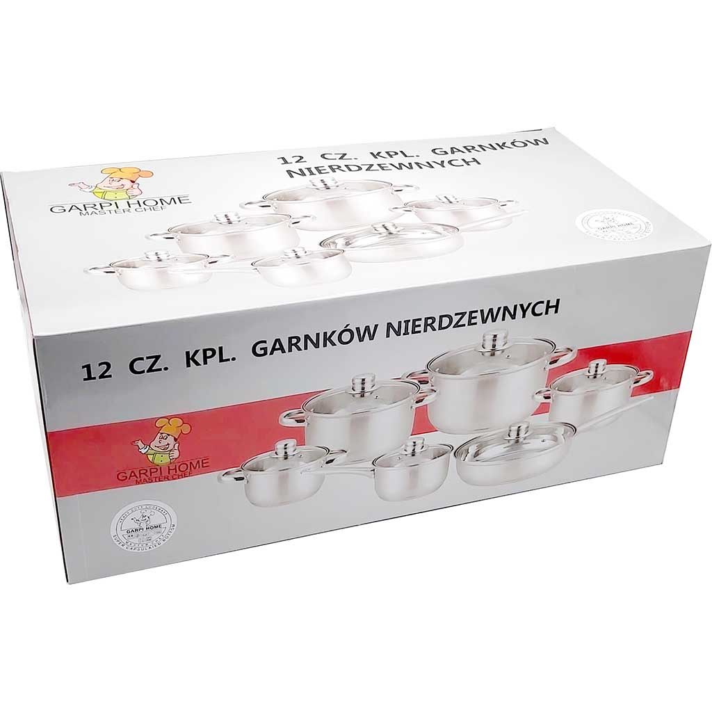 12 teiliges INOX Topf-Pfannen Set mit Glasdeckel