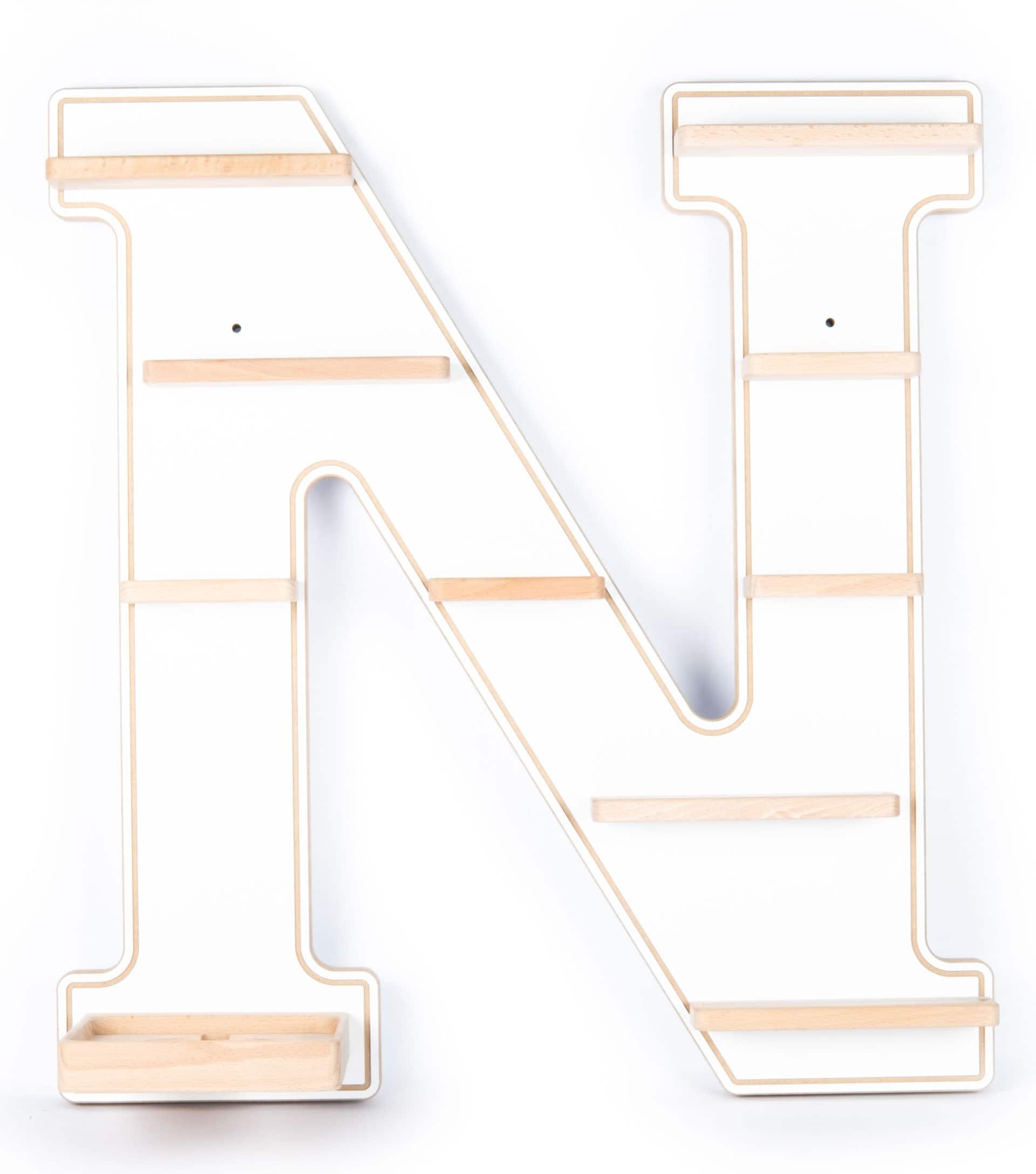 BOARTI Holz Buchstabe N Kinder Regal Toniebox Figuren Wandregal Tonies Musikbox