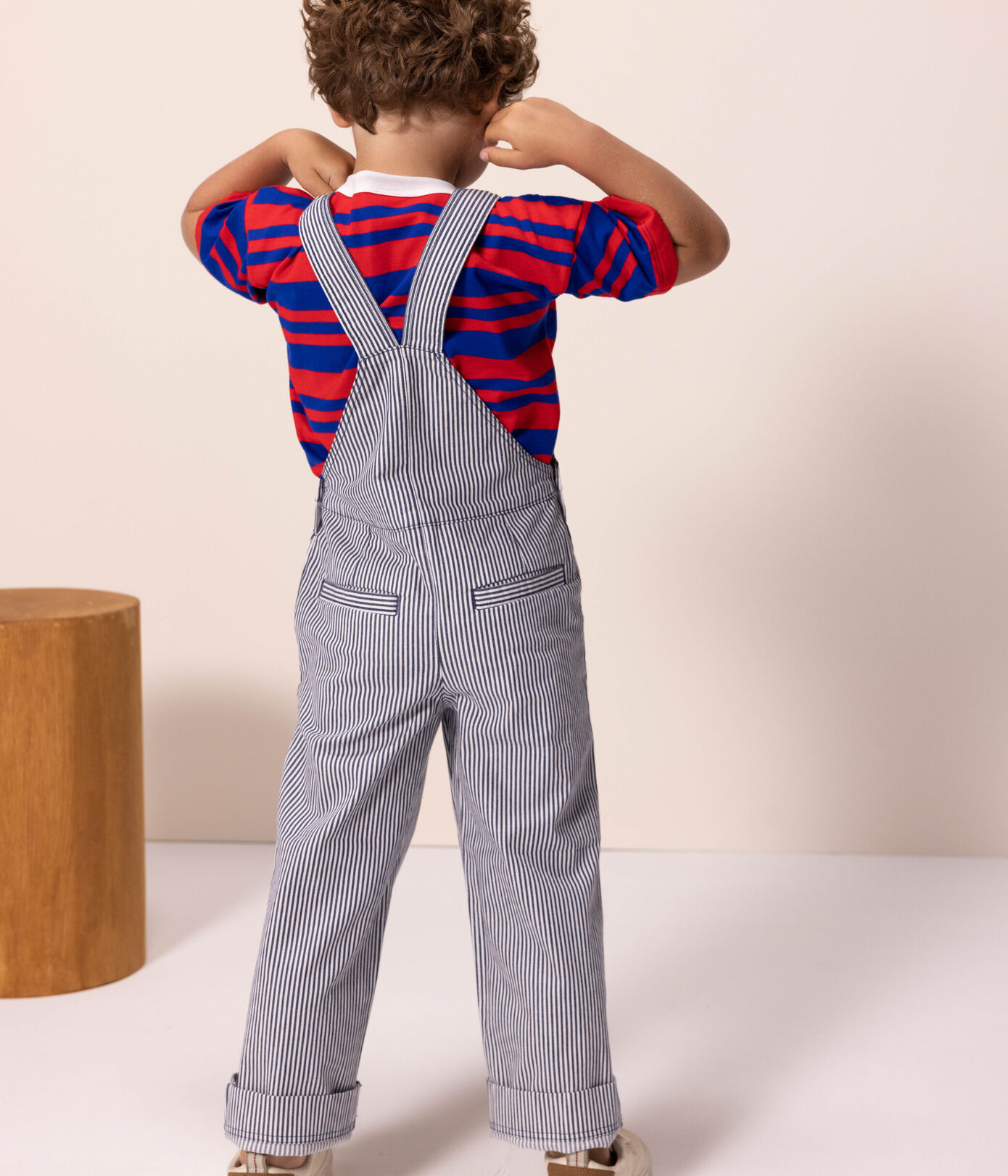 Salopette en toile de coton rayée enfant fille