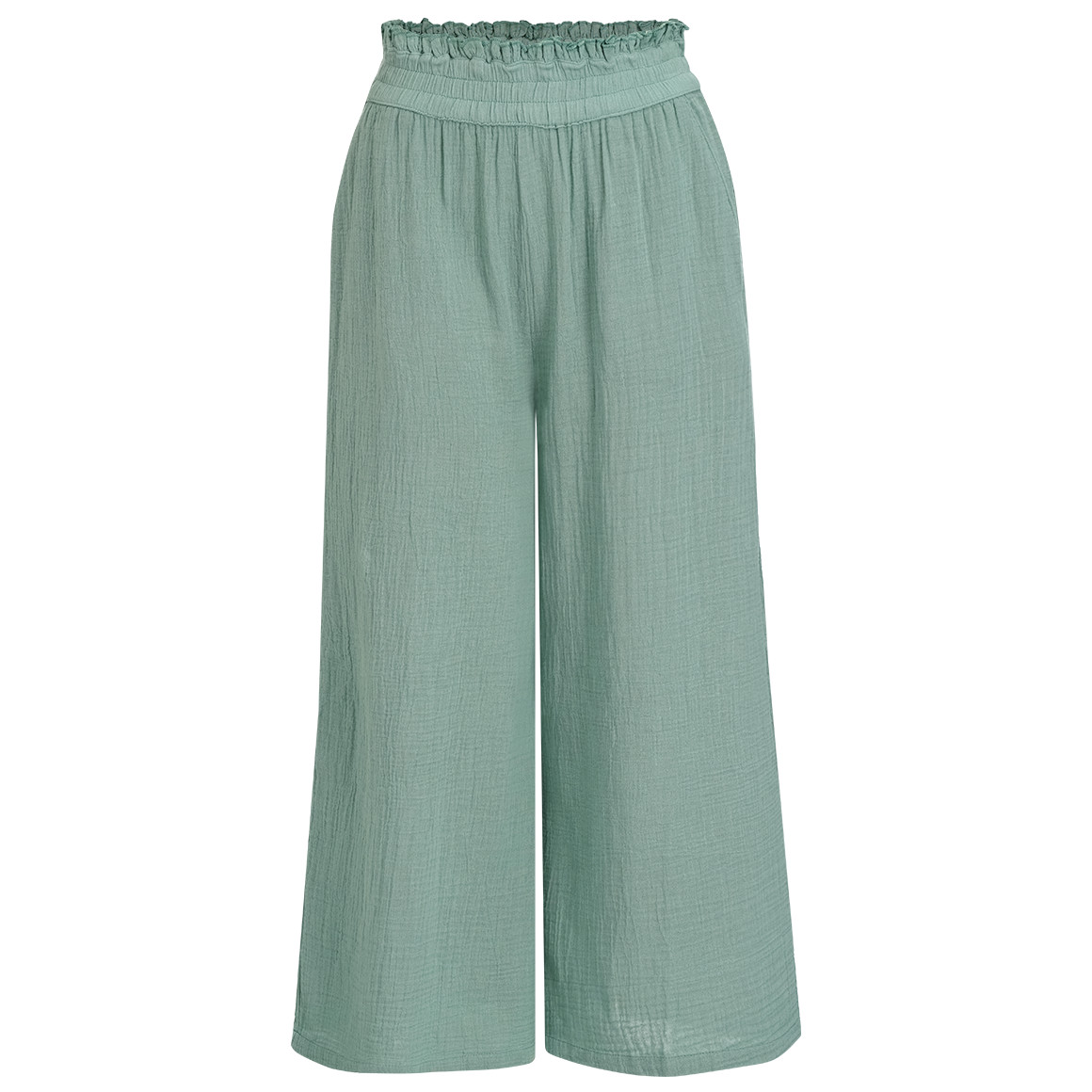 Gina Damen Musselin-Hose mit gerüschtem Bund salbei