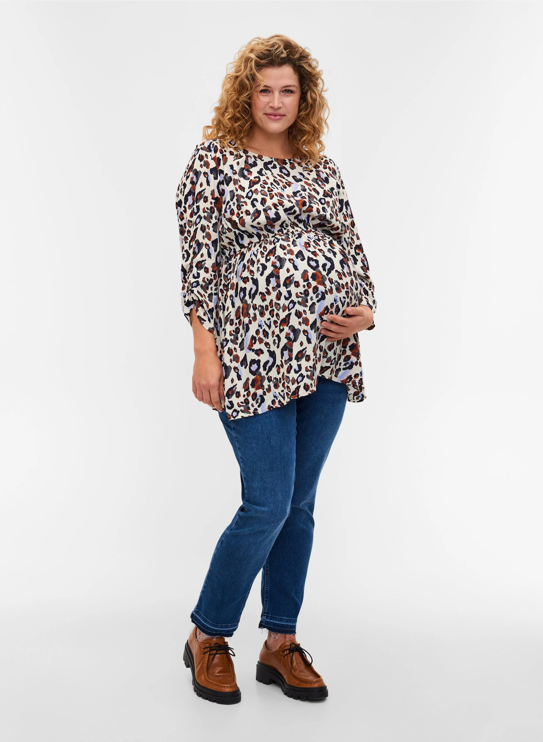 Graviditets bluse i viskose med print
