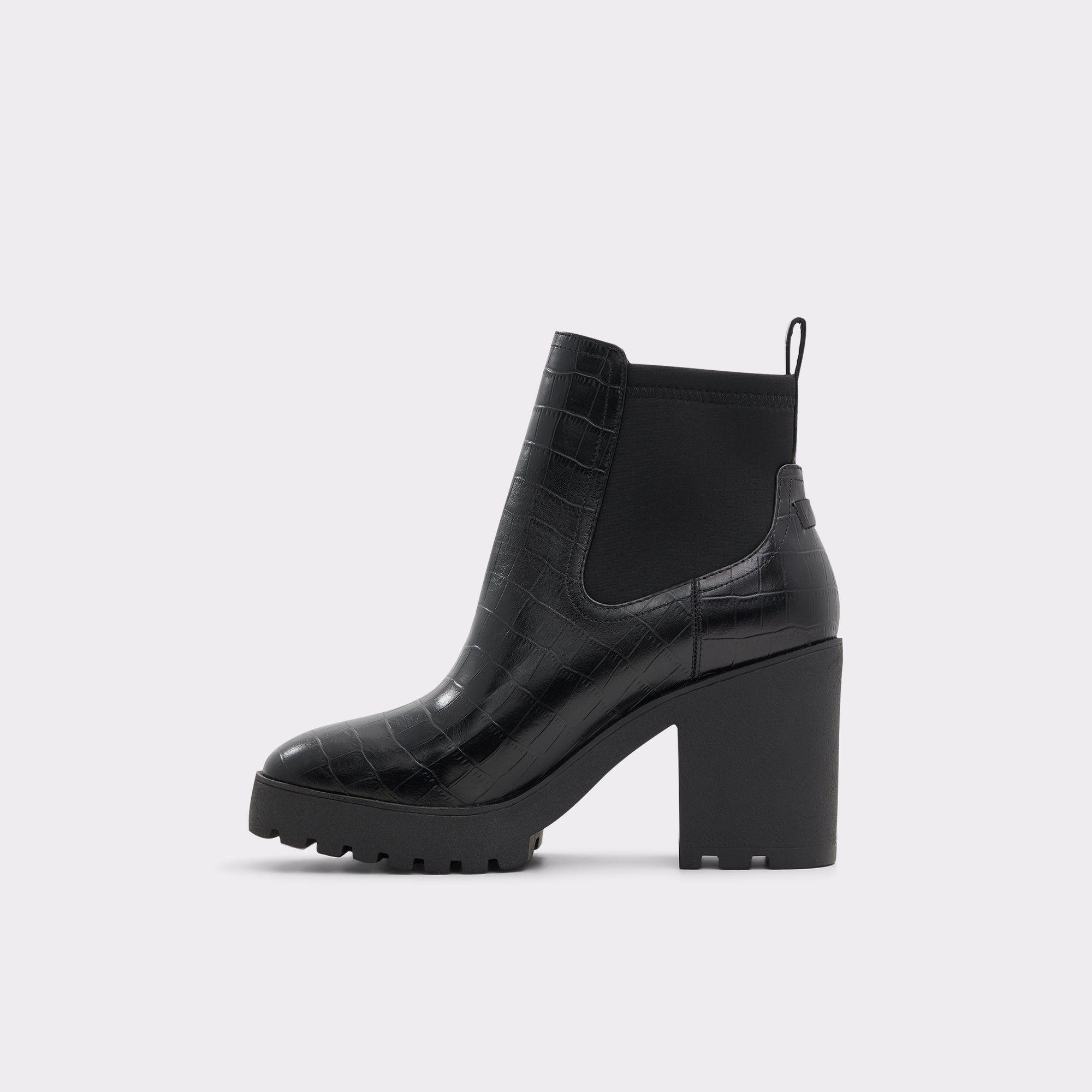 Chetta Black Leather Croco Women Chelsea boots