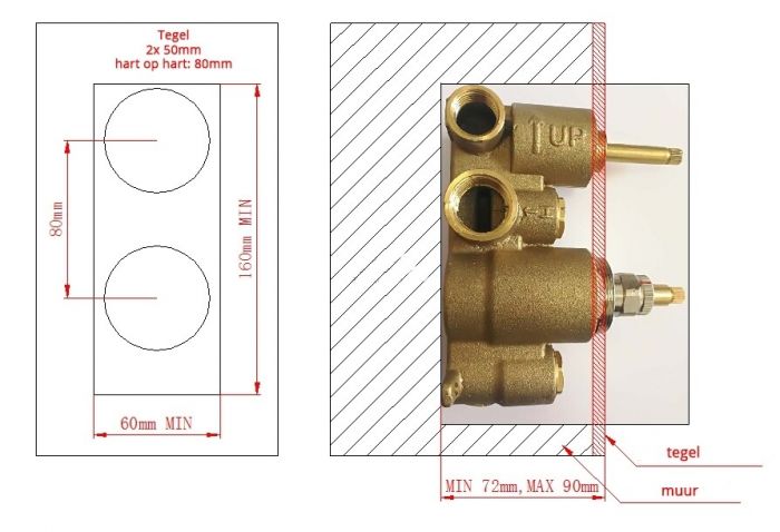 Saniclear Cube inbouw regendouche met inbouw douchekop 30x30cm zwart mat
