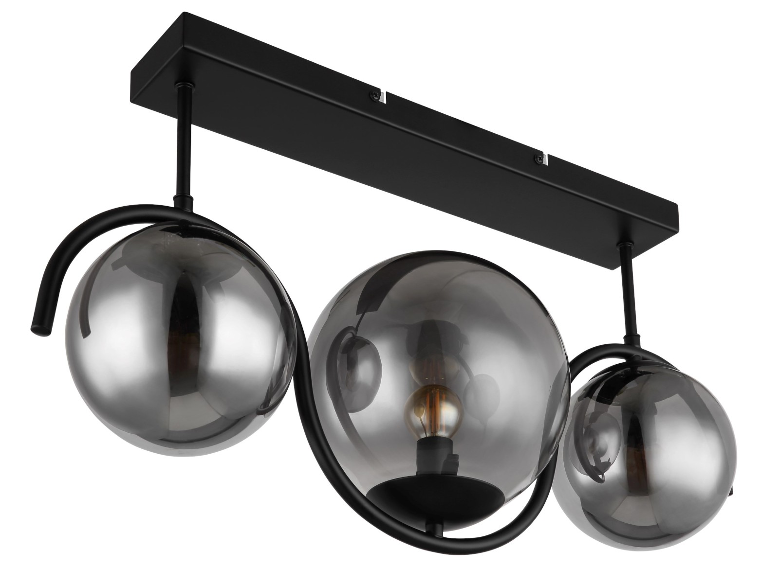 Deckenlampe - schwarz matt - rauchfarben - Glas - 60 cm breit