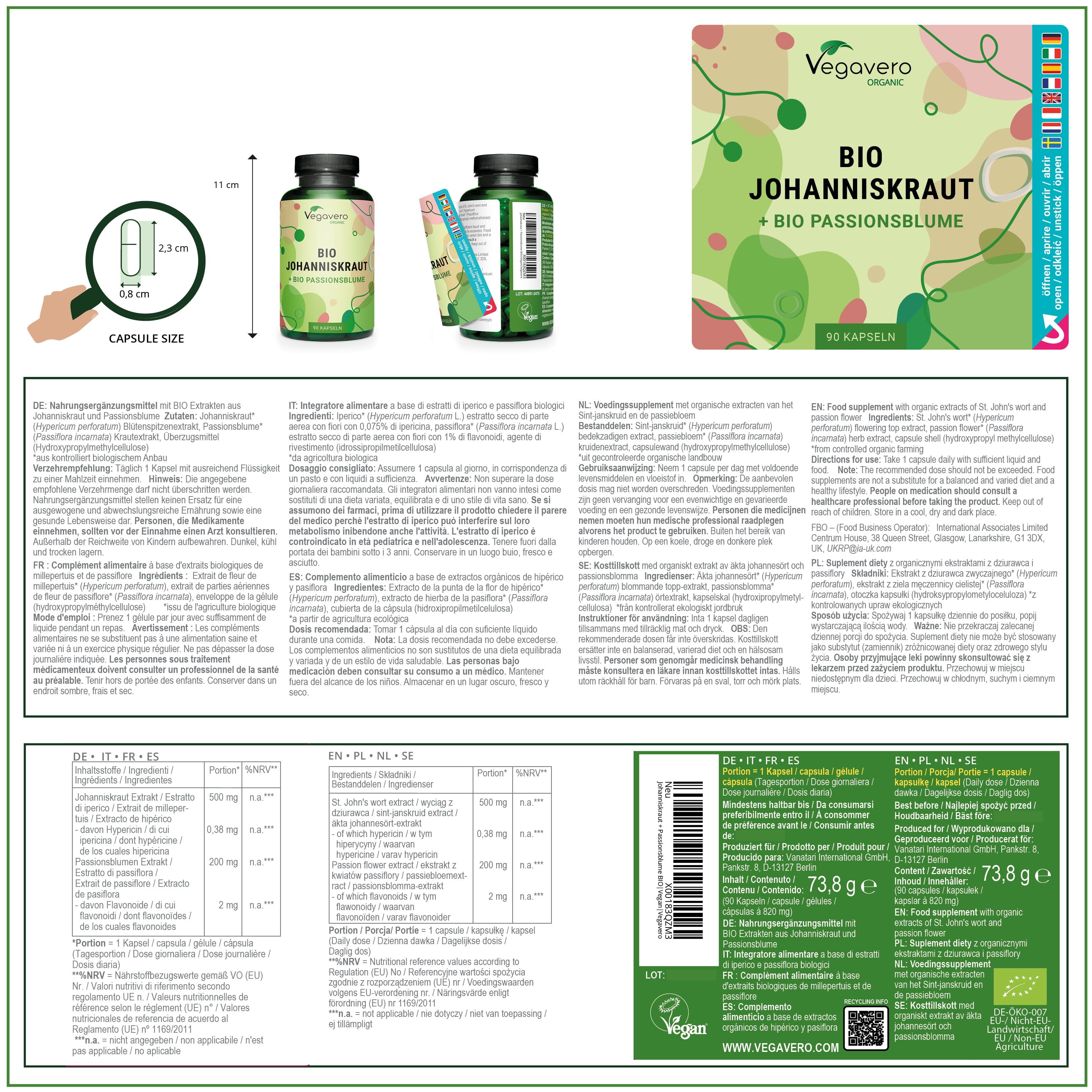 VEGAVERO Johanniskraut mit Passionsblume BIO