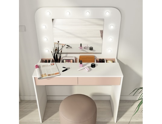 TERRE DE NUIT - Coiffeuse enfant Coiffeuse avec miroir rose