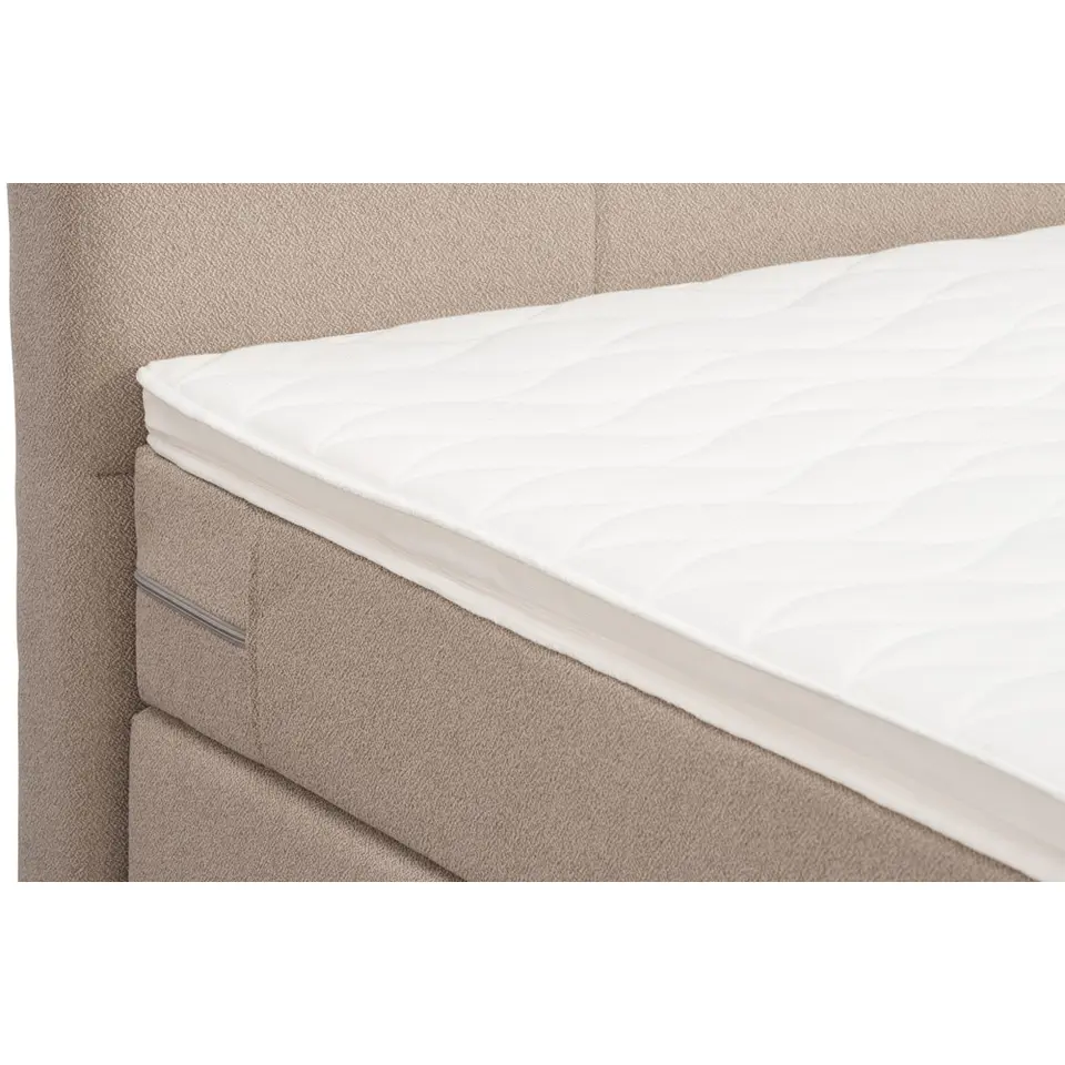 Boxspring met opbergruimte en voetbord Liv geblokt - beige - 180x200cm