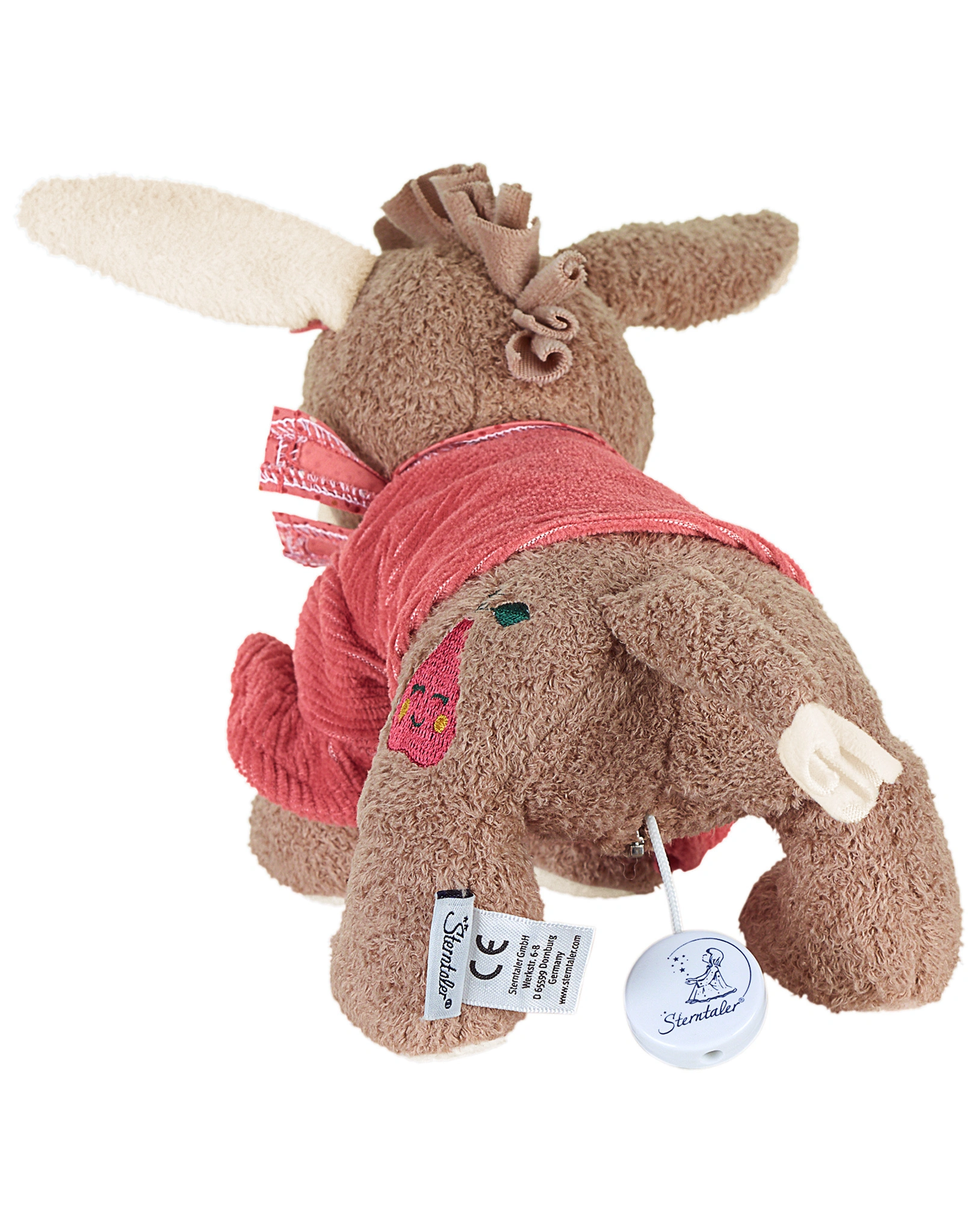 Spieluhr ESEL EMMILY (17 cm) in hellrot/hellbraun