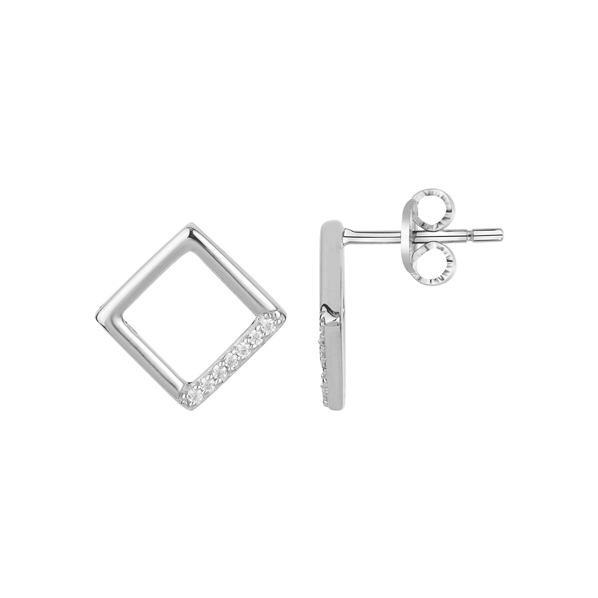 Boucles d'oreilles puces en Argent avec oxyde de zirconium blanc