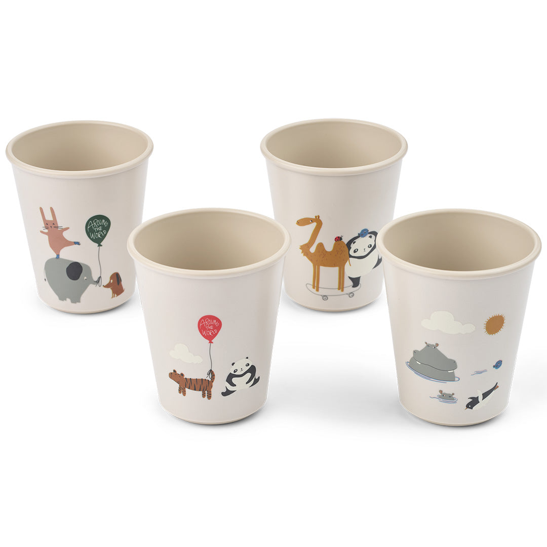 liewood kinderbekers lana - around the world - sandy - 4st