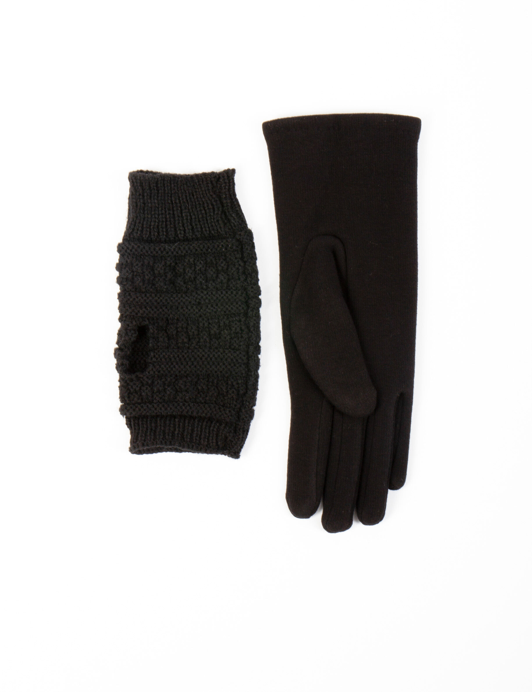 Gants en maille avec strass noir femme - noir