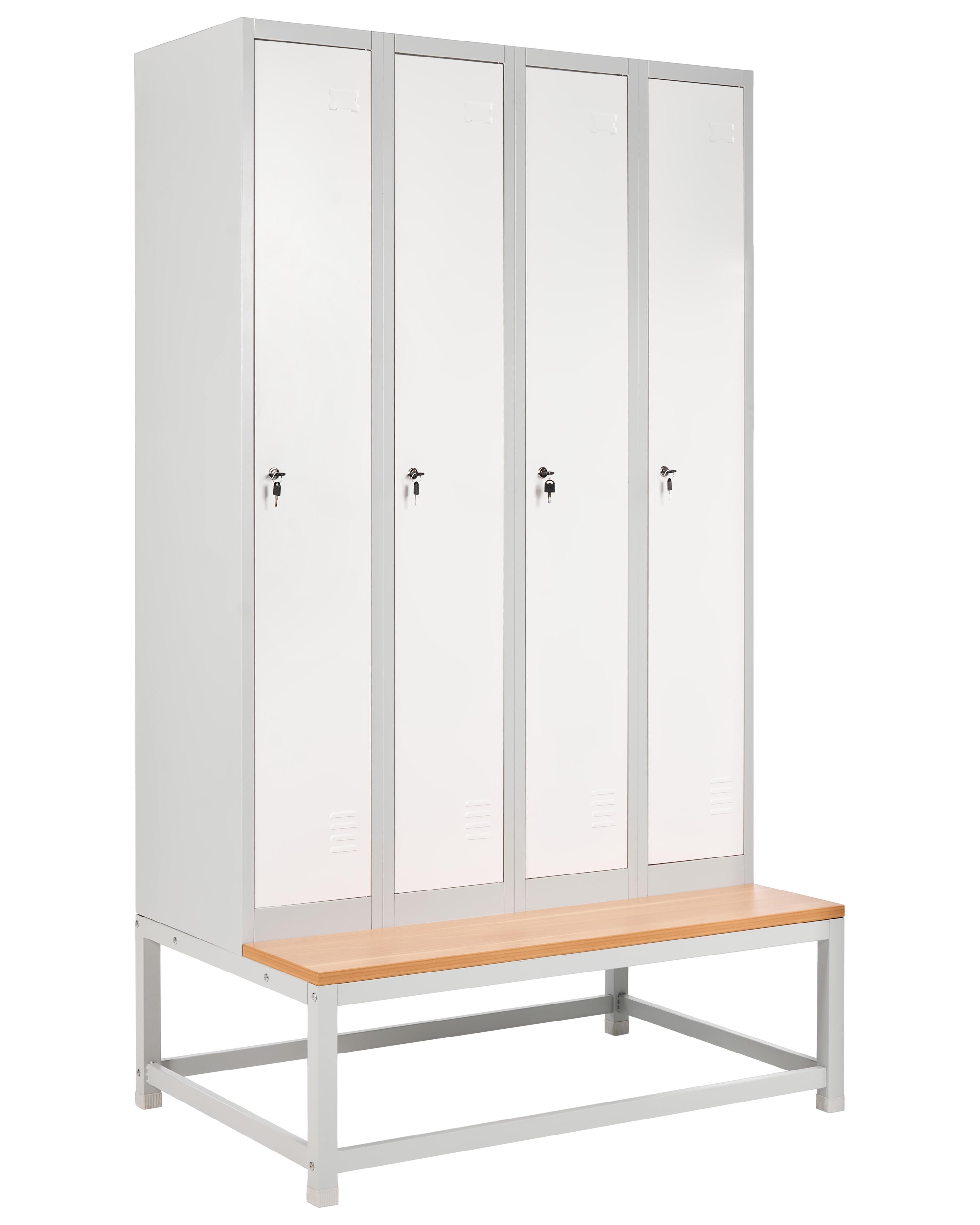 Locker met 4 deuren en bankje ATHLETE Metaal Grijs/wit