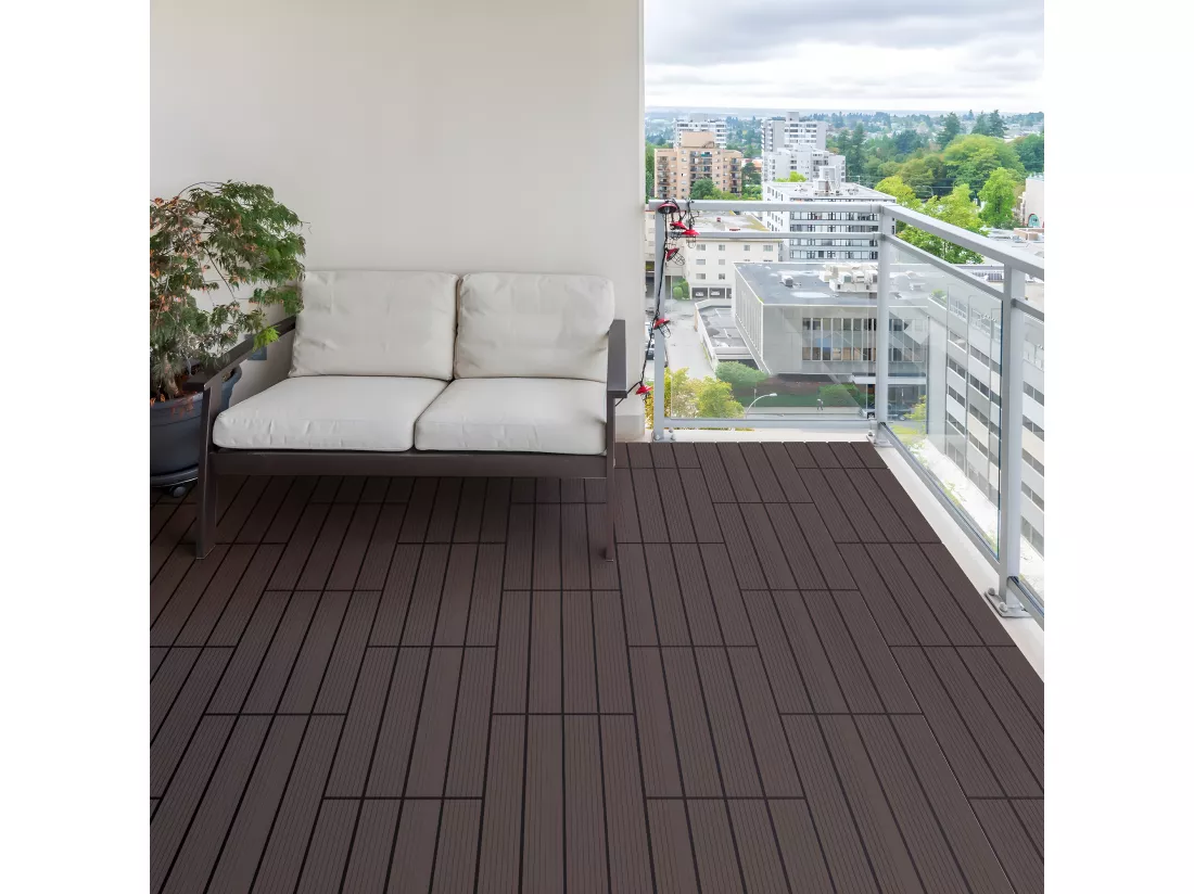 Carrelage terrasse dalles 60x30 cm 2m² carrelage jardin aspect bois marron foncé